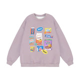 Men Hoodie Fun Snacks Graphic Print Crew Neck Sweatshirt