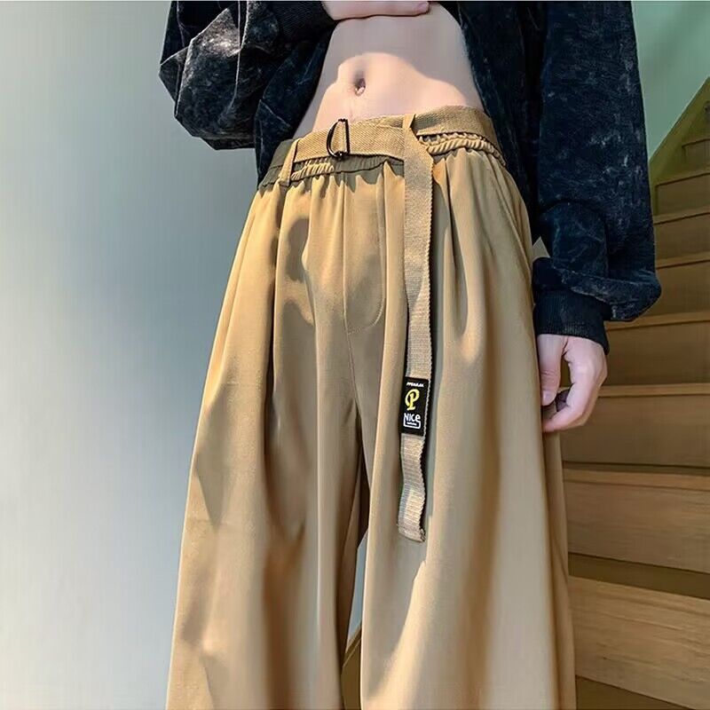 Men Sweatpants Men's Summer Retro Loose Wide-Leg Straight Pants