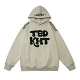 Men Fleece Lined Hoodie Embroidered Letter Hooded Sweater Men's Ins Loose Casual Autumn and Winter