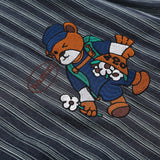 Men Long Sleeved T Shirt Embroidered Long Sleeve Shirt Men's Spring and Autumn Vertical Stripes Contrast Color Shirt Coat Vintage