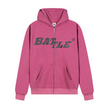 Men Fleece Lined Hoodie High Street Letters Printed Hoodie Men's Loose Hooded