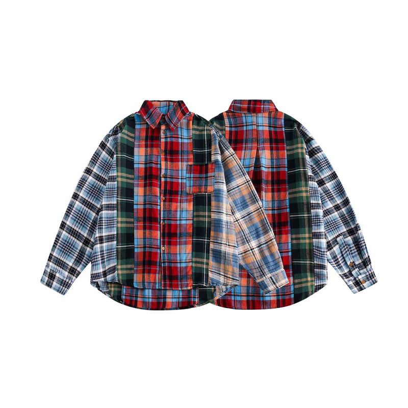 Unisex Jacket Autumn New Colorblock Check Shirt Color