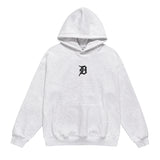 Men Fleece Lined Hoodie Autumn Winter Sweater Male Letter Embroidered Loose Hooded Pullover Long Sleeve Top