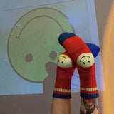 Kapital Sock Pingtian Hehong Wool Thick Needle Smiley Heel Thick Japanese Style Workwear Mixed Color Stripe Socks