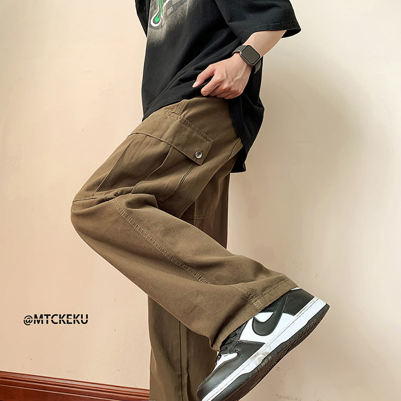Men Sweatpants Men's Spring and Autumn Loose-Fitting Wide-Leg Trousers Hong Kong Style Casual Pants