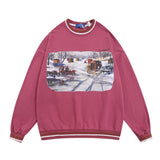 Men Hoodie Spring and Autumn Loose round Neck Sweater Men's Casual Long Sleeve Printed