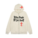 Men Fleece Lined Hoodie Foam Star Letters Hooded Sweater Boys Autumn and Winter Zipper Coat