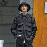 Men Long Sleeved T Shirt Functional Workwear Shirt Men's Three-Dimensional Design Long Sleeve Shirt Outer Wear Ins