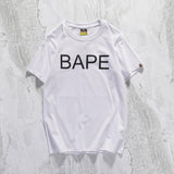 Bathing Ape T Shirt Casual White Letter Crew Neck Summer Pullover Short Sleeve T-shirt