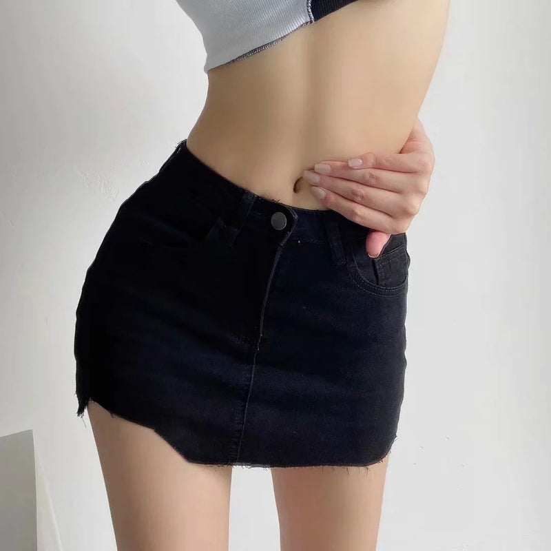 Women Skirt Denim Skirt Women's High Waist Denim Skirted Leggings