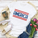 Women Independence Day T Shirt Short Sleeve T-shirt Loose Print
