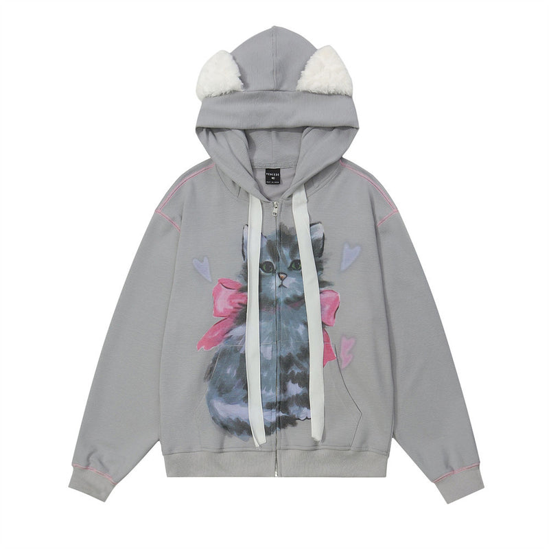 Men Hoodie Printed Cardigan Sweater Boys Hooded Jacket Spring and Autumn