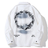 Men Long Sleeved T Shirt Letter Printed Long Sleeve Shirt Men's Spring and Autumn Leisure Loose Outer Shirt