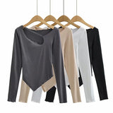 Women T-shirt Fall Women's Clothing Slim-Fit Short Long Sleeve T-shirt