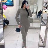 Women Jumpsuit Winter Crew Neck Long Sleeve One-Piece Trousers