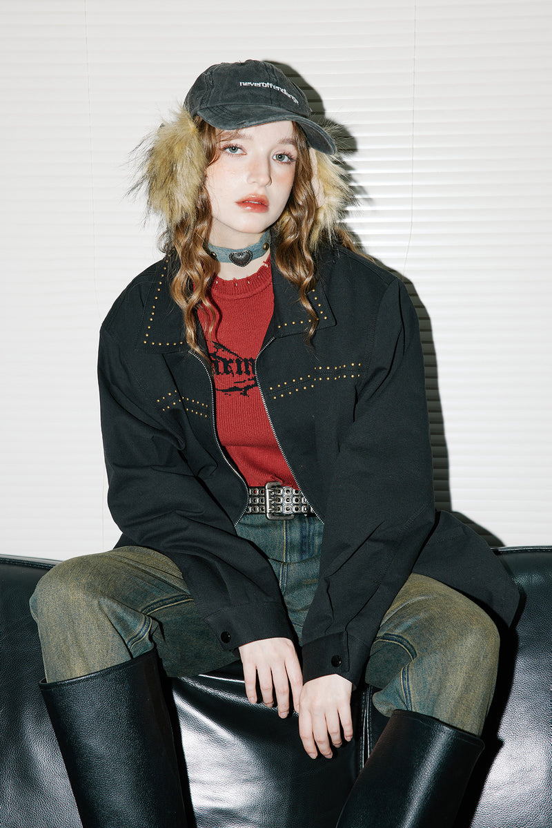 Unisex Jacket Autumn Loose Rivet Jacket Women's Clothing