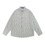 Men Long Sleeved T Shirt Floral Shirt Men Spring and Autumn Leisure Loose Retro