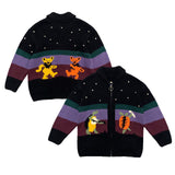 Kapital Sweater Vintage Cartoon Zipper Knitted Cardigan Color Matching Casual Style Loose Turtle Coat