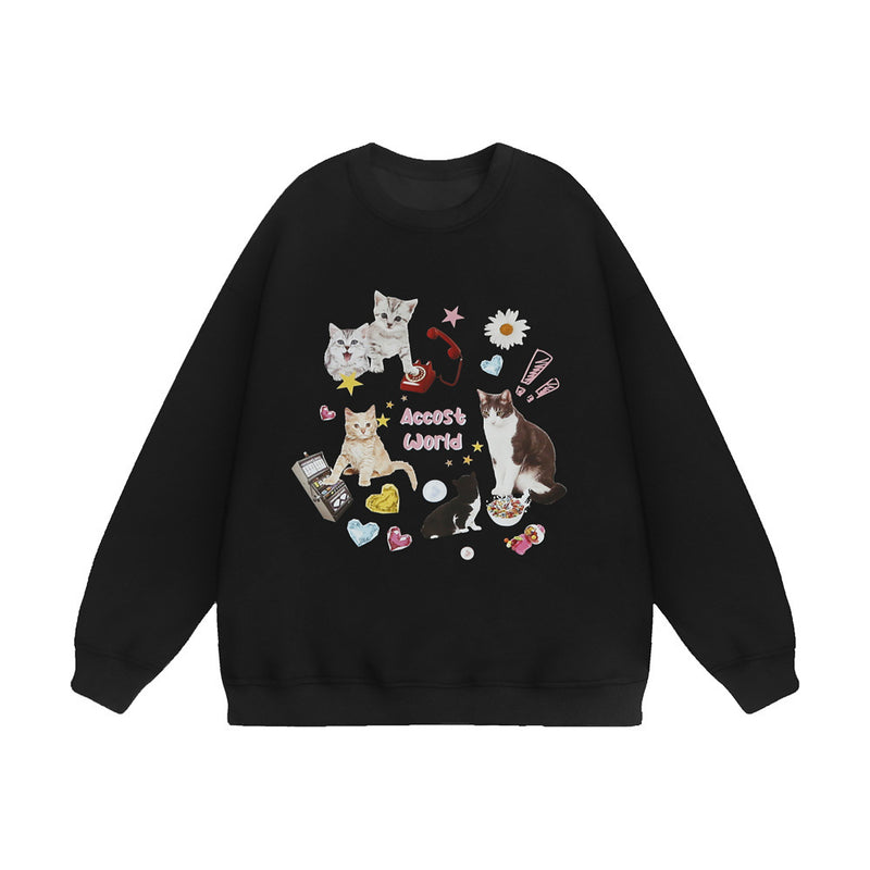 Men Hoodie Printed Crew Neck Sweatshirt Autumn and Winter Leisure Long Sleeve Pullover Men
