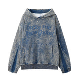 Men Hoodie Tie-Dyed Distressed Washed Hooded Sweater