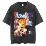 Harajuku Vintage Washed T Shirts Death Note Anime