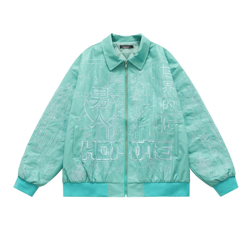 Graffiti Bomber Jacket Denim Jacket Men and Women Loose