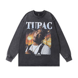 Men Long Sleeve Shirt Printed Loose Long Sleeves T-shirt Men and Women Vintage