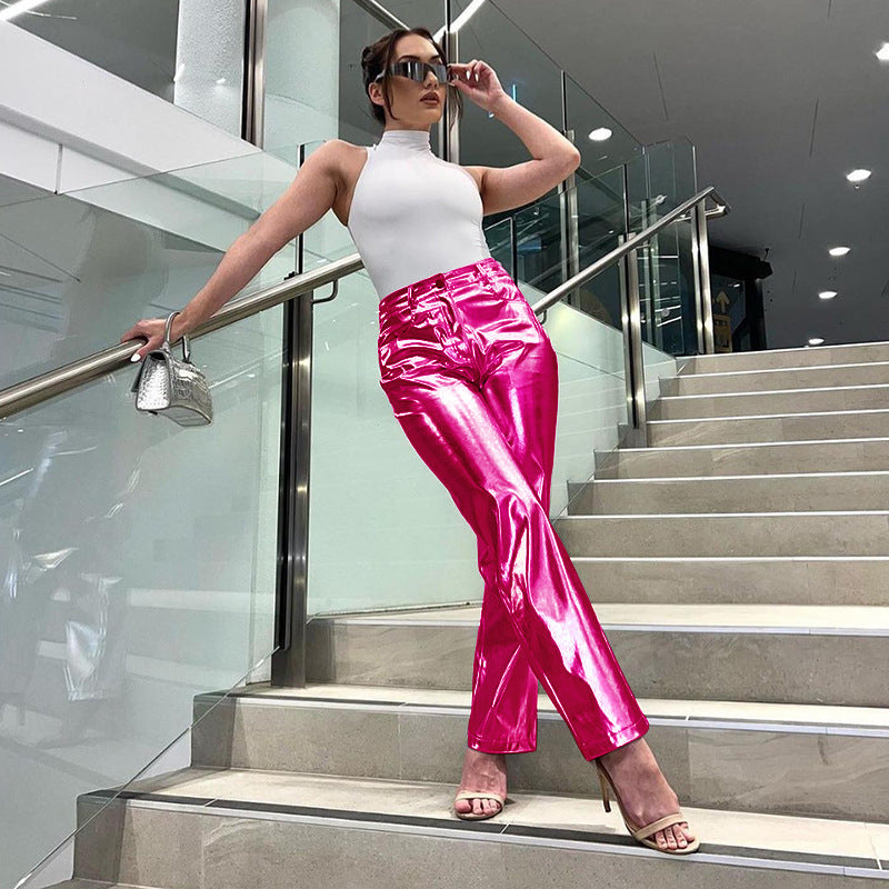 Women Pants Autumn Pu Skinny Trousers Women Straight-Leg Pants