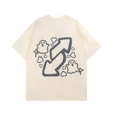 Men's T Shirt Letter Embroidered Printed Short-Sleeved T-shirt Men's and Women's Hee Loose