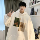 Men Hoodie Hooded Sweater Men's Autumn Loose Couple Sleeve Hoodie Coat