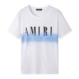 Amiri T Shirt Color Ink Splash Paint Lettered Casual Round Neck