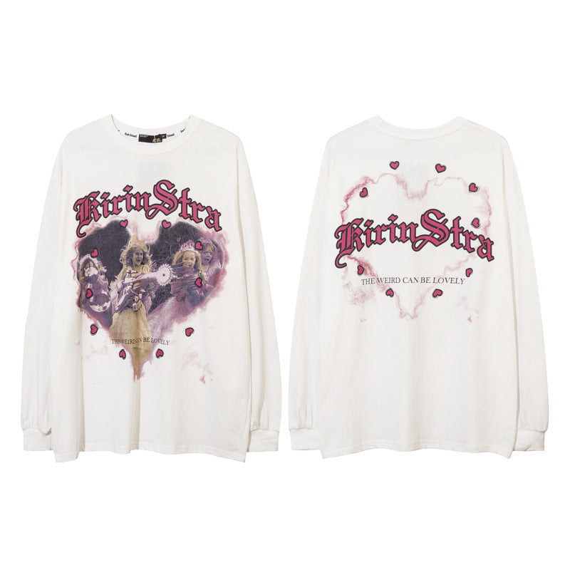 Men Long Sleeve Shirt Portrait Printing High Street Long Sleeve T-shirt Men and Women Loose