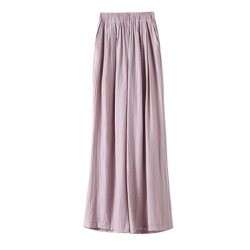 Palazzo Pants Summer Loose Straight Lazy Cool Sun Protection Cotton and Linen Trousers