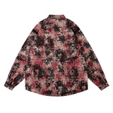 Men Long Sleeved T Shirt Distressed Plaid Shirt Men's High Street Stitching Loose Lapels Long Sleeve Shirt Coat Autumn and Winter