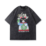 Men T Shirt Vintage Printed Washed and Worn Short Sleeve T-shirt for Men and Women