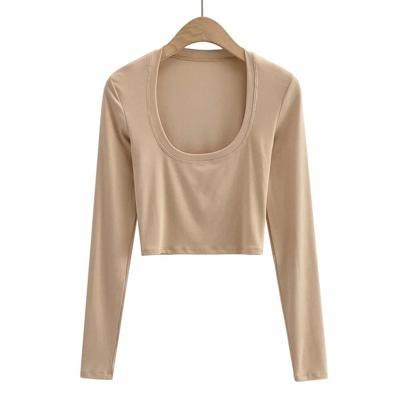 Women T-Shirt Slimming Long-Sleeved Bottoming Shirt Women's Slimming Top
