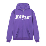 Men Fleece Lined Hoodie High Street Letters Printed Hoodie Men's Loose Hooded