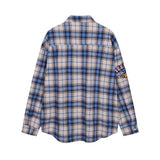Men Long Sleeved T Shirt Plaid Long Sleeve Shirt Men's Spring and Autumn Loose Shirt Letter Embroidery Casual