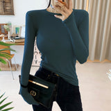 Women Long Sleeve Shirt Autumn and Winter round Neck Stretch Soft Long Sleeve Bottoming Shirt for Women