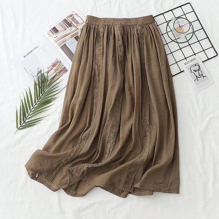 Women Skirt Stitching Skirt Elastic Waist