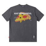 Men T Shirt Pizza Printed Short-Sleeved T-shirt Men and Women Loose