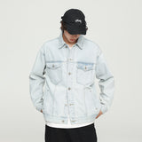 Graffiti Bomber Jacket Light Color Denim Jacket