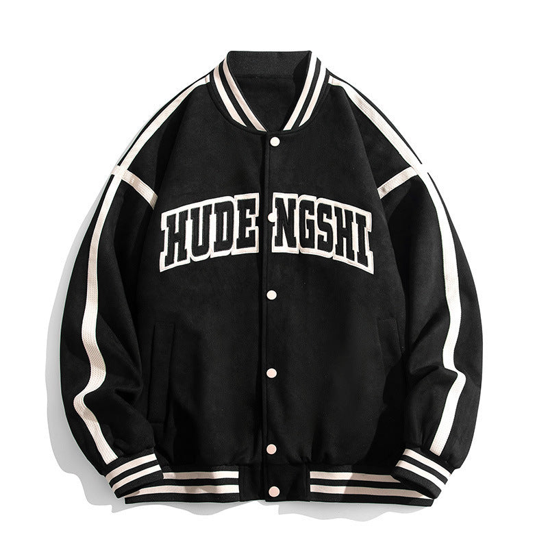 Varsity Jacket Vintage Baseball Uniform Men's and Women's Embroidered Couple Baggy Coat