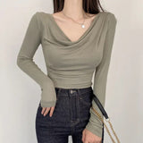 Women Long Sleeve Shirt Casual Bottoming Shirt Autumn