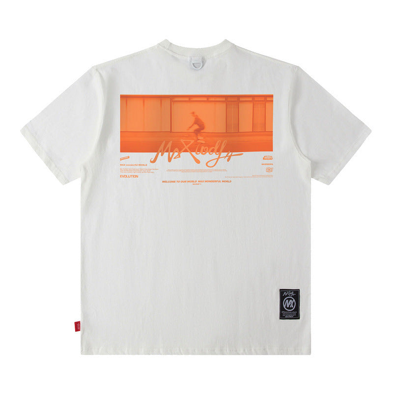 Men T Shirt Vintage Print Short Sleeves T-shirt Men and Women Ins Casual