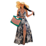 Jungle Print Maxi Dress Summer Fashion Sexy Dress