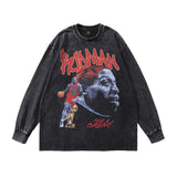 Men Long Sleeve Shirt Rodman Printed Washed Long Sleeve T-shirt Boy's Undershirt