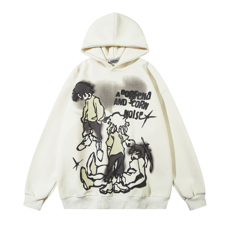 Men Hoodie Character Printed Hoodie Men's Casual Long-Sleeved Pullover Sports Hoodie Autumn and Winter