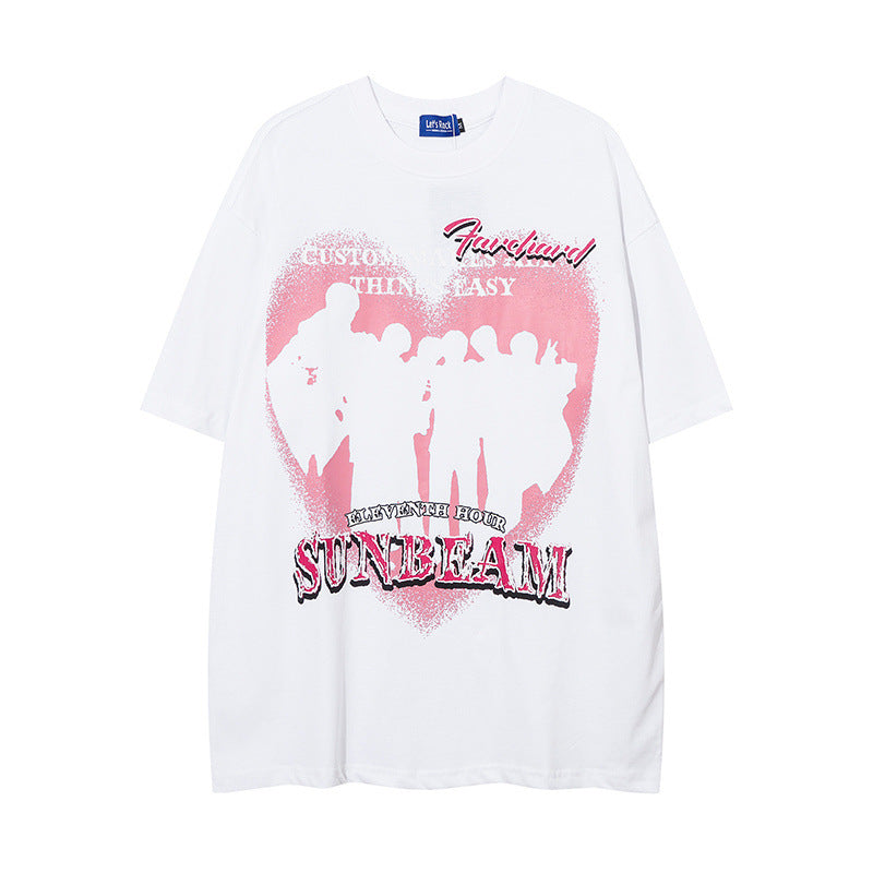 Men T Shirt Hip-Hop Street Retro Bottoming T-shirt Casual All-Match Short-Sleeved Men and Women