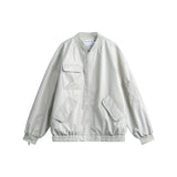 Unisex Jacket Autumn Large Pocket Zipper Leather Jacket Women's Clothing